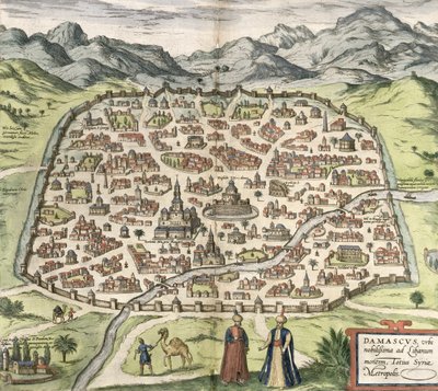 Stadskaart van Damascus, Syrië, 1620 door Unbekannt Unbekannt